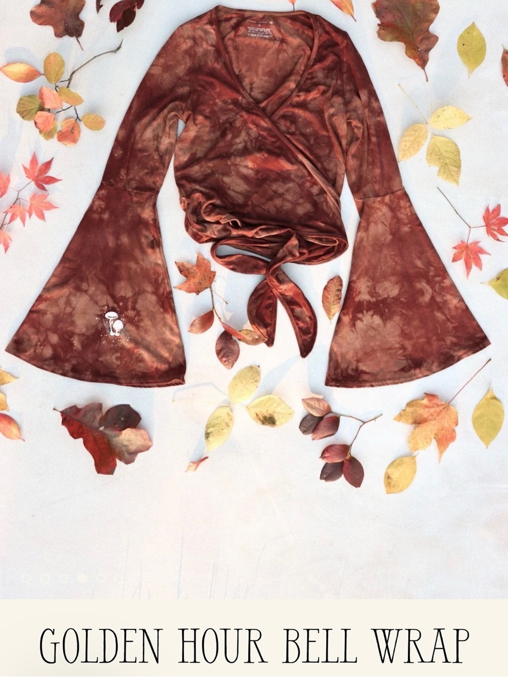 ISO Purusha People Golden Hour Bell Sleeve Wrap Top Rust Tie-Dye